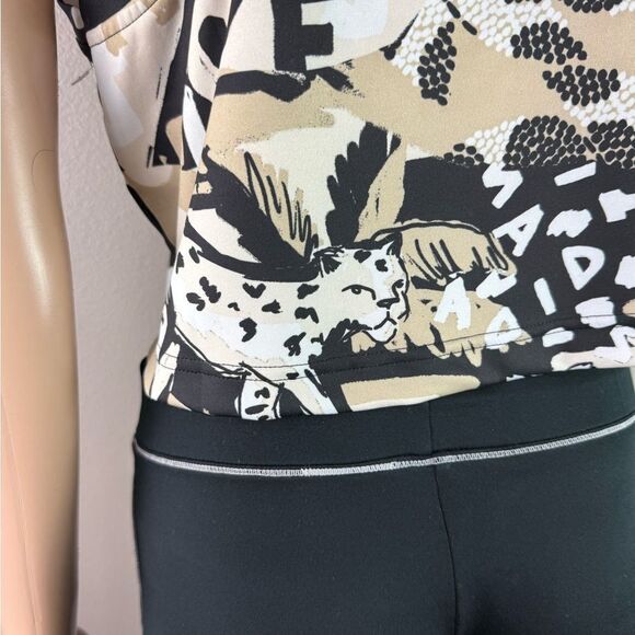 Adidas Back & White Polka Dotted & Gold Animal Print Cropped Tank Top - Picture 4 of 6